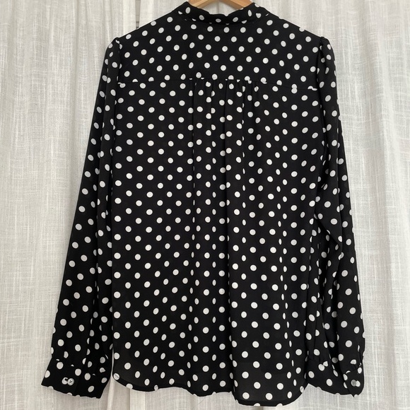 J.Crew Black & White Polka Dot Sheer Button Down Blouse Size M - Picture 7 of 8